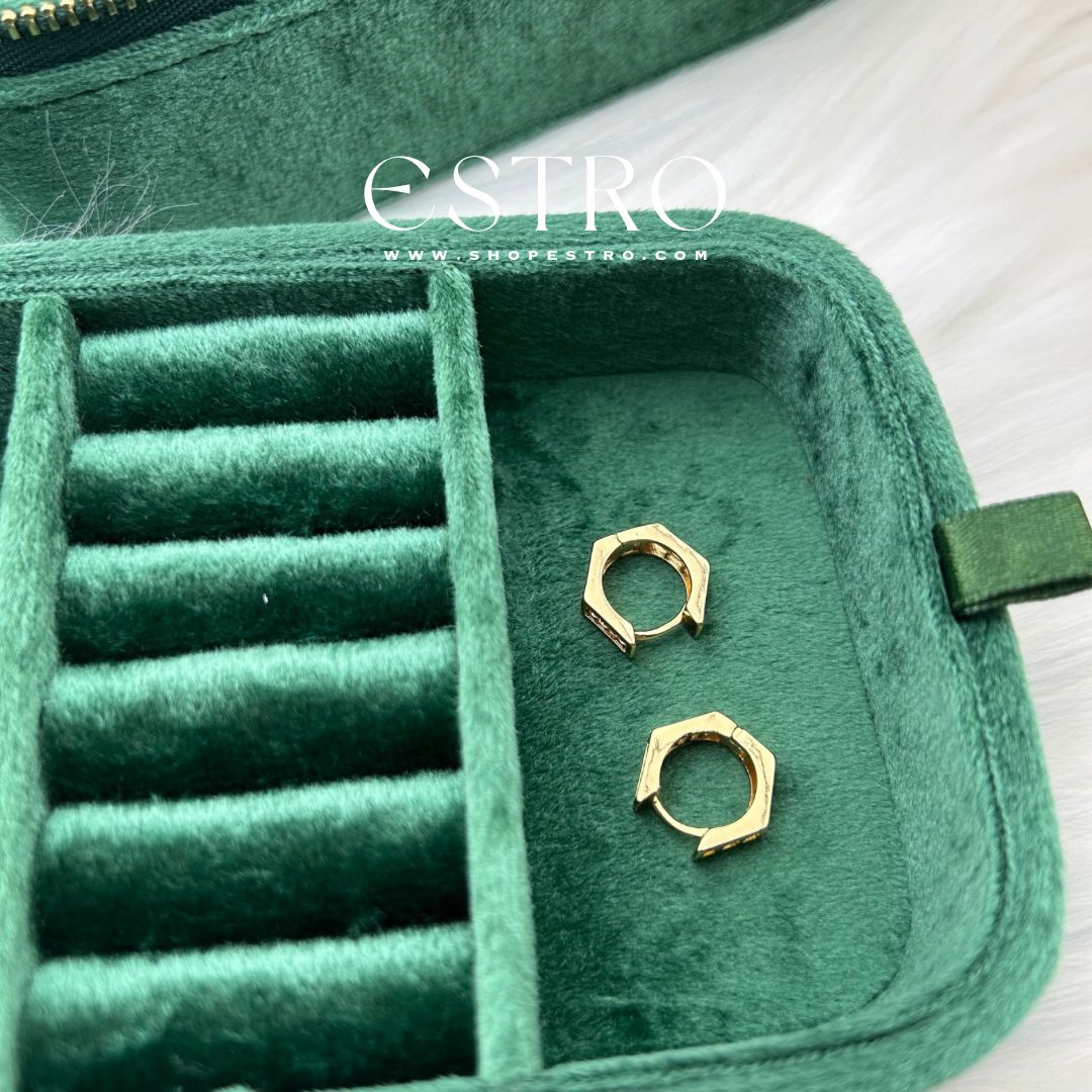 GOLD SOLITAIRE HOOPS EARRING